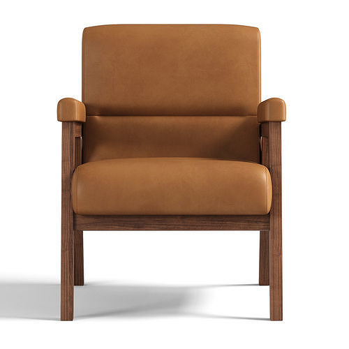 Arnee Wooden Upholstered Armchair 3D model 2