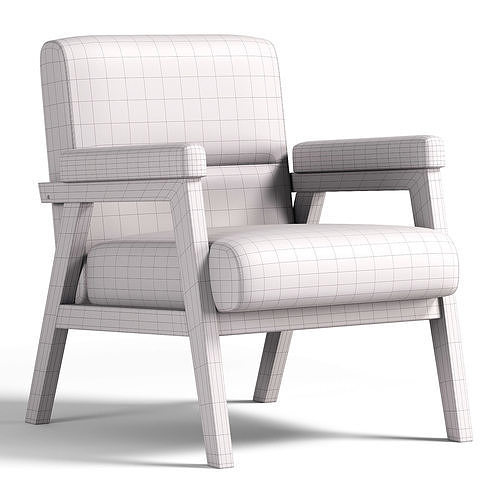 Arnee Wooden Upholstered Armchair 3D model 4