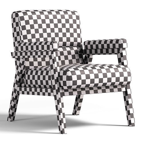 Arnee Wooden Upholstered Armchair 3D model 5