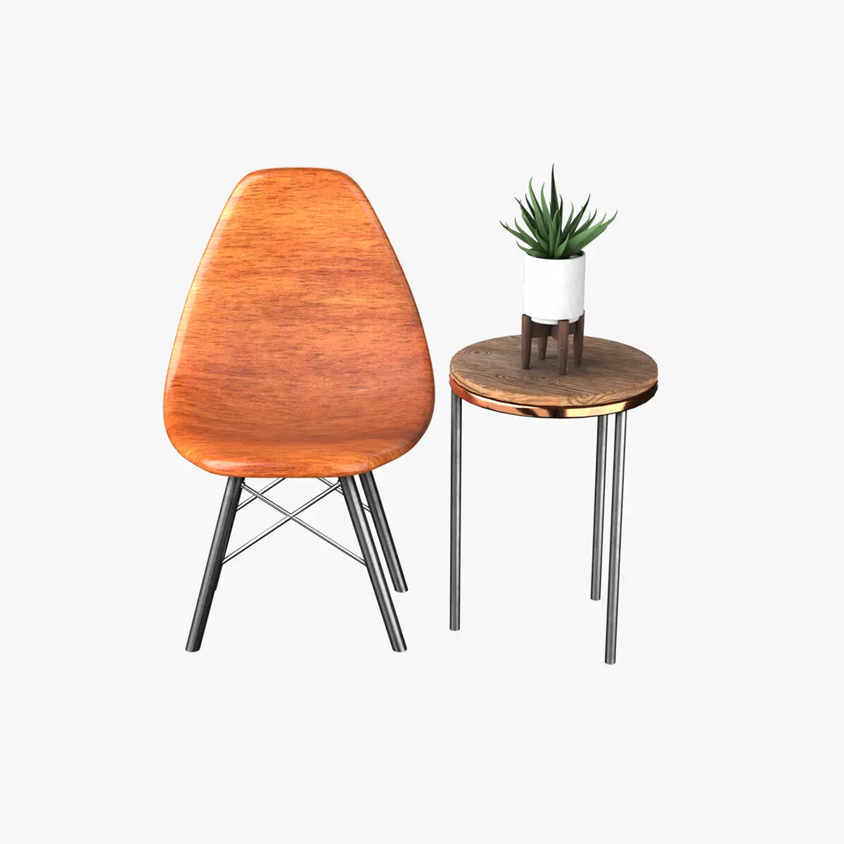 Chair And Table with aloe Free 3D model