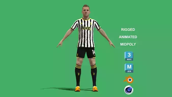 3D Rigged Arkadiusz Milik Juventus 2024 3D model