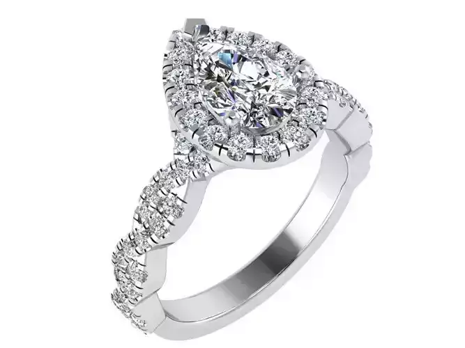 Pear Halo Twisted Ring 3061