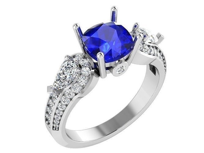 Cushion Cut Ring 3062 3D print model