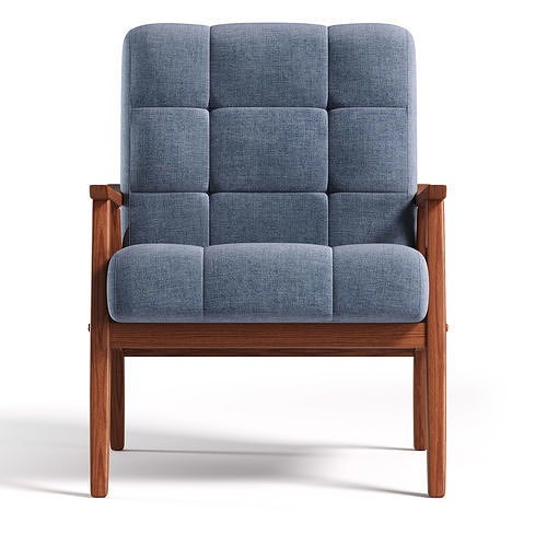 Ameer Tufted Fabric Accent Chair 3D model 2