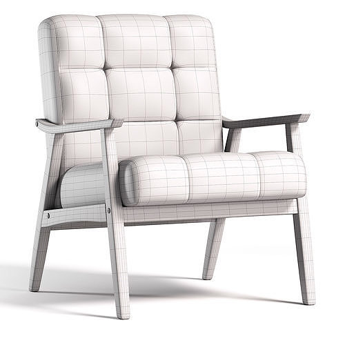 Ameer Tufted Fabric Accent Chair 3D model 4