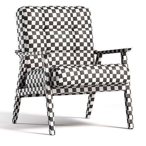 Ameer Tufted Fabric Accent Chair 3D model 5