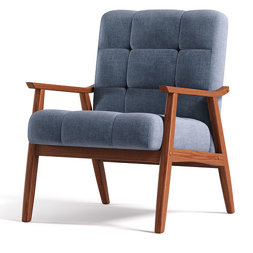Ameer Tufted Fabric Accent Chair 3D model 3