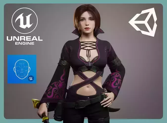 FantasyGirl 3 - Elizabeth Low-poly 3D model