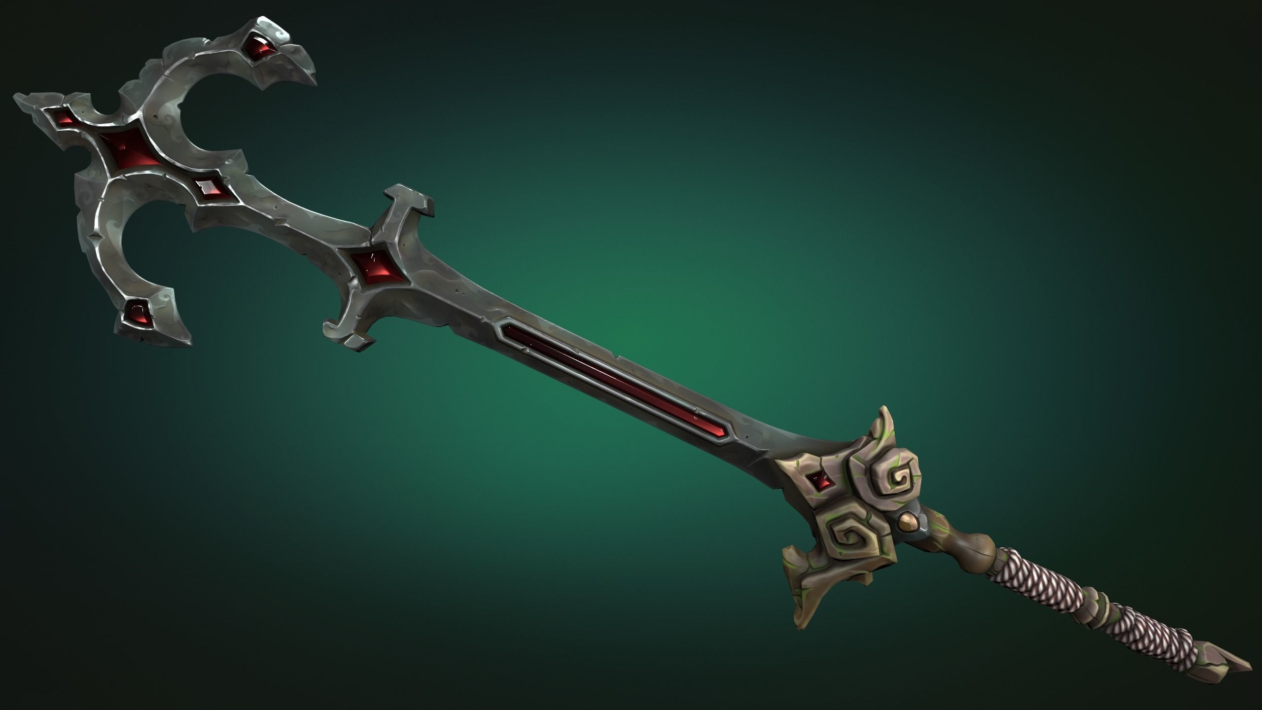 Coastal two handed sword Low-poly 3D model_9