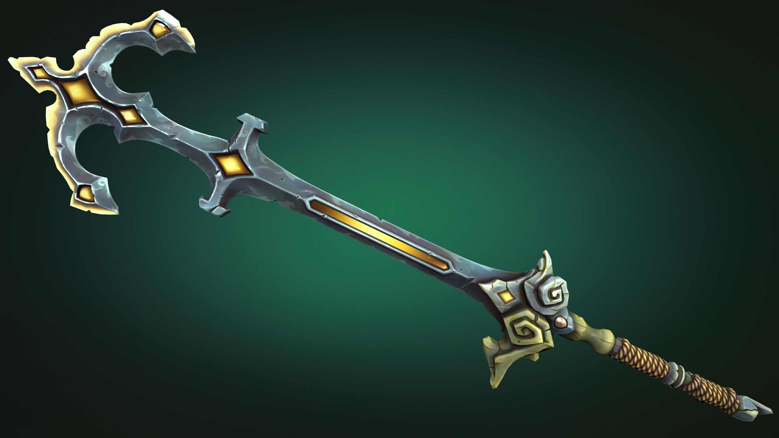Coastal two handed sword Low-poly 3D model_7