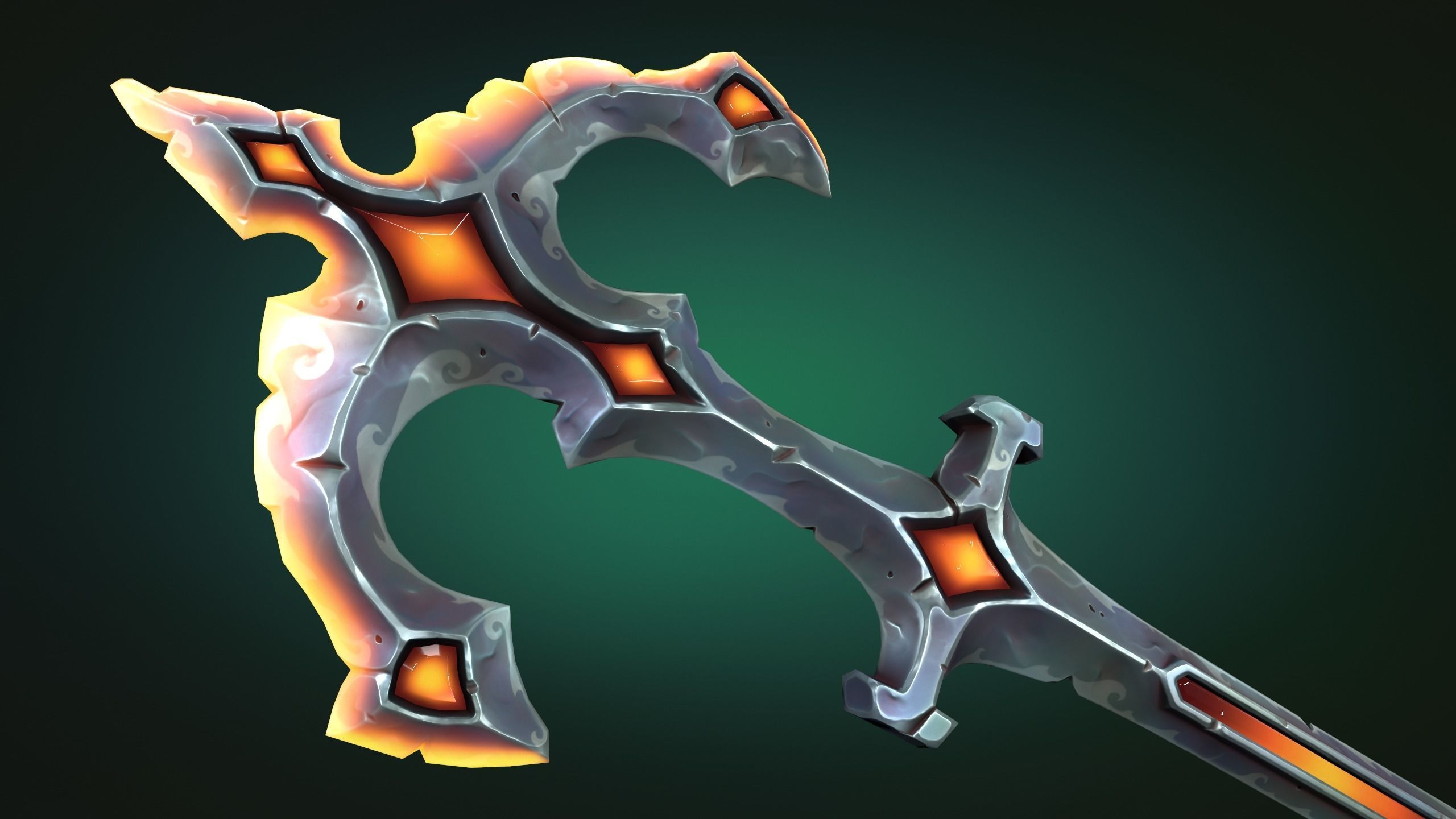Coastal two handed sword Low-poly 3D model_11
