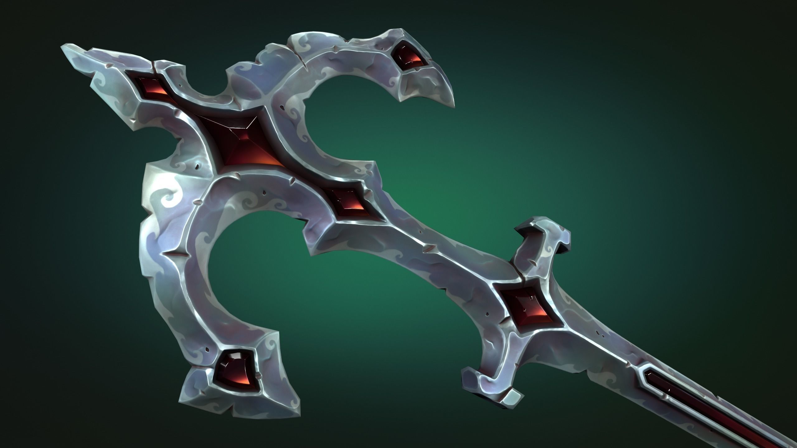 Coastal two handed sword Low-poly 3D model_10