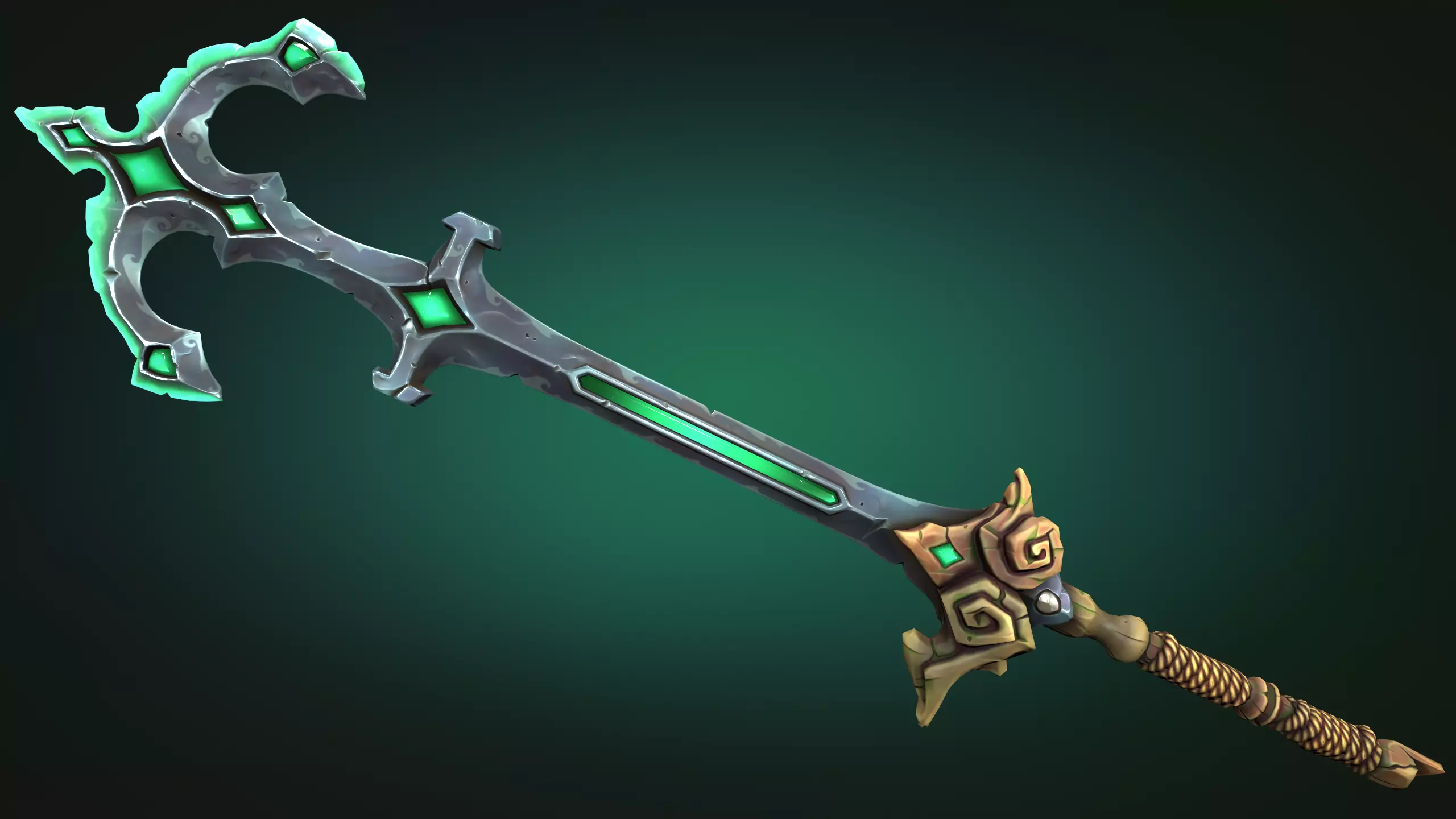 Coastal two handed sword Low-poly 3D model_0