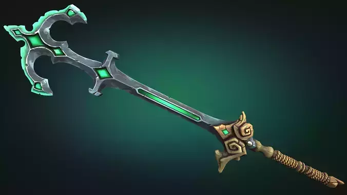 Coastal two handed sword Low-poly 3D model