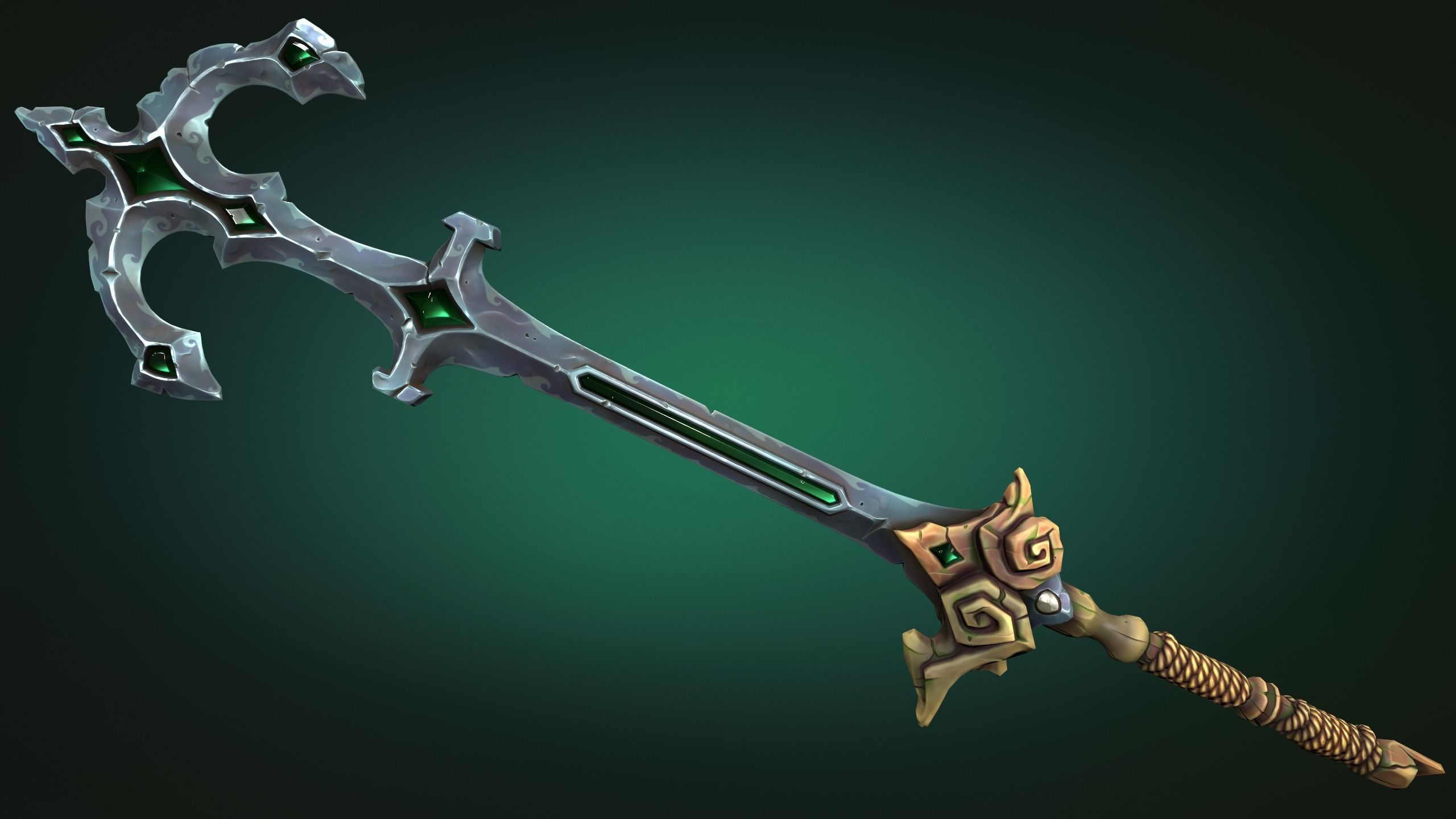 Coastal two handed sword Low-poly 3D model_2