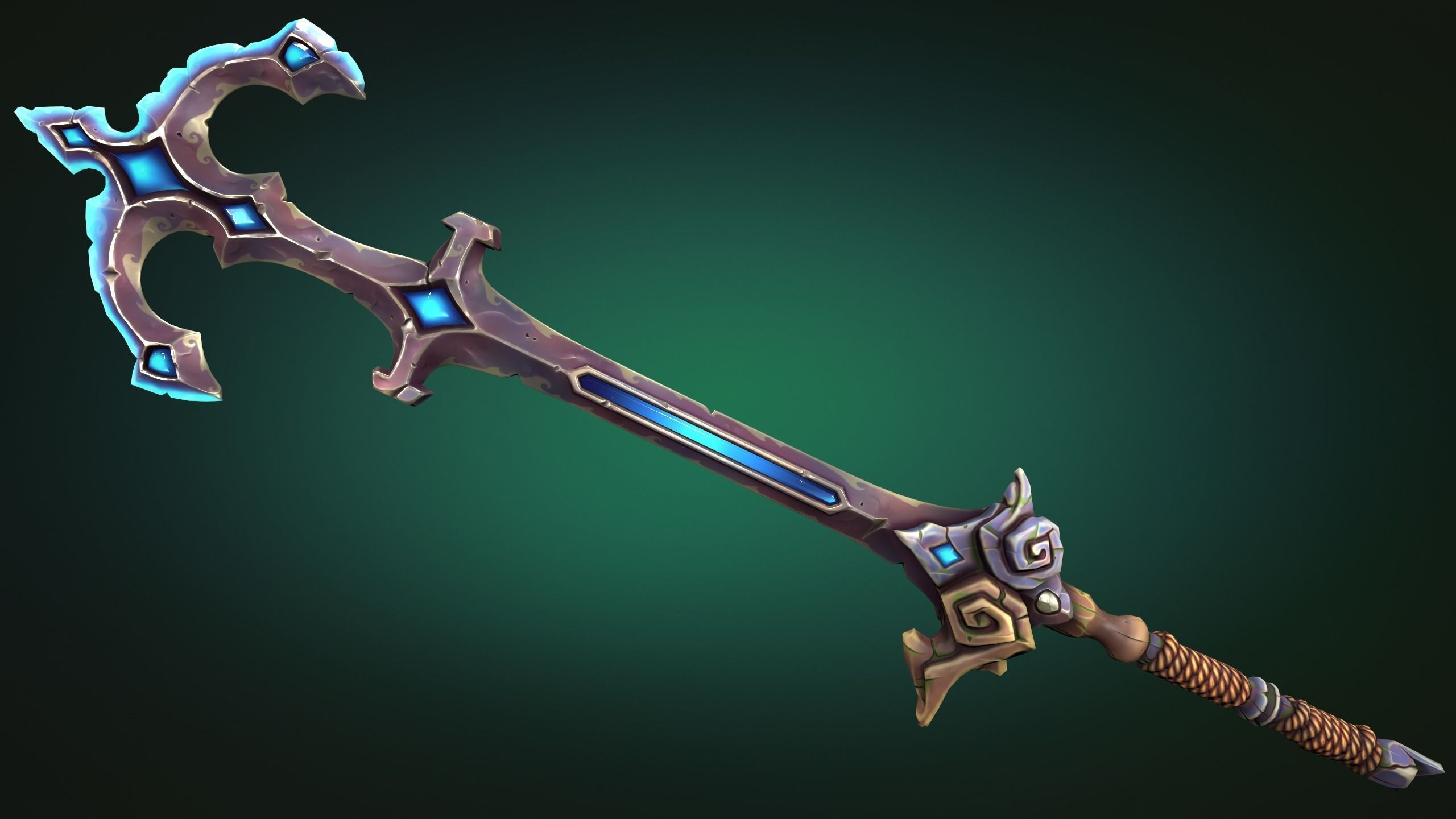 Coastal two handed sword Low-poly 3D model_4