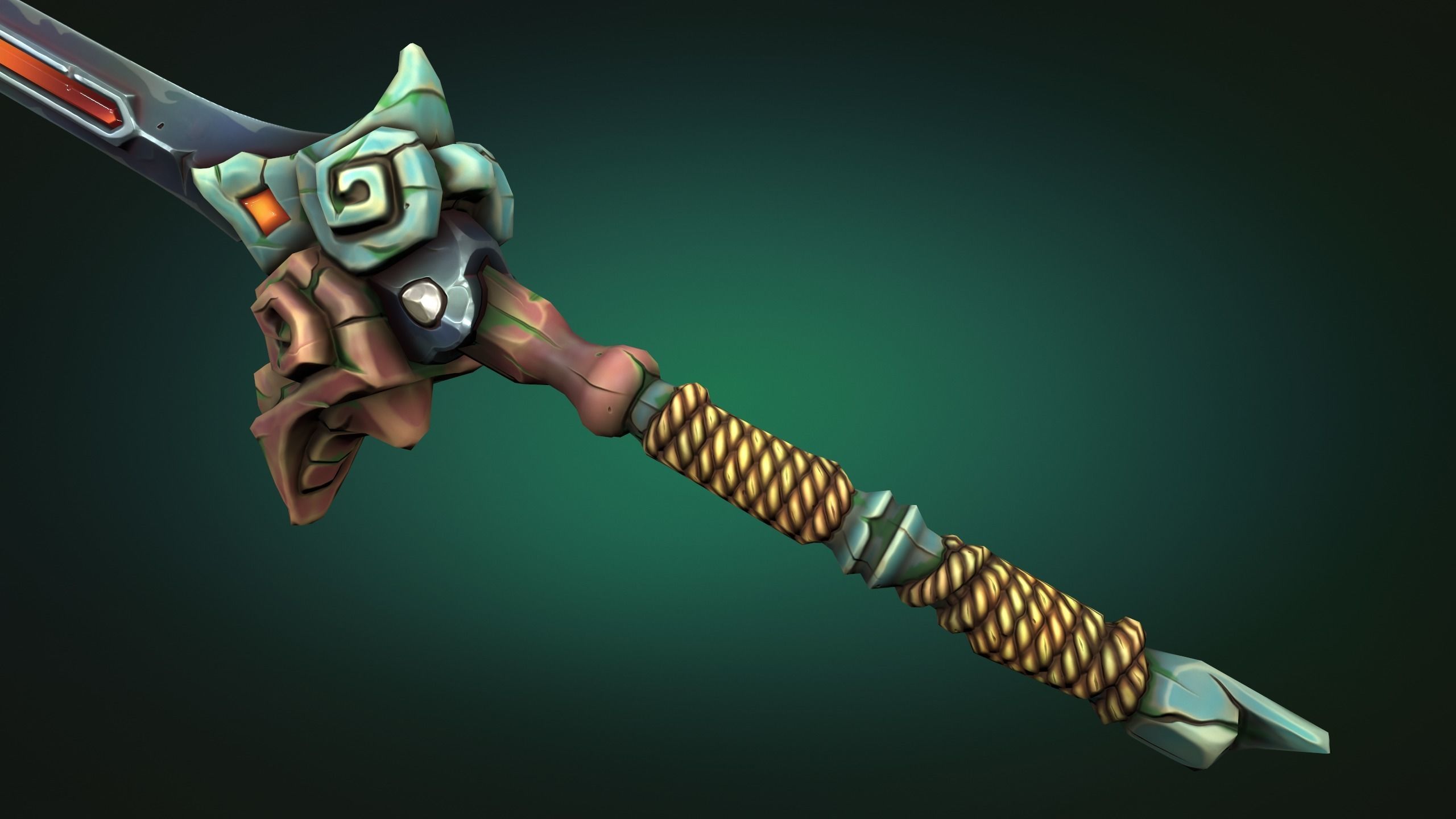 Coastal two handed sword Low-poly 3D model_12