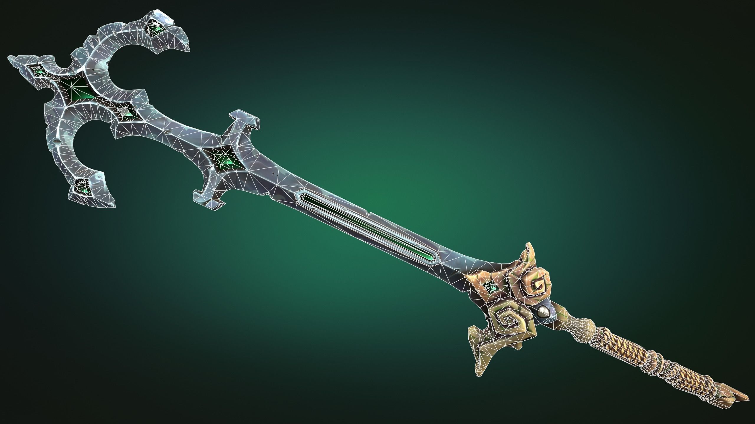 Coastal two handed sword Low-poly 3D model_1