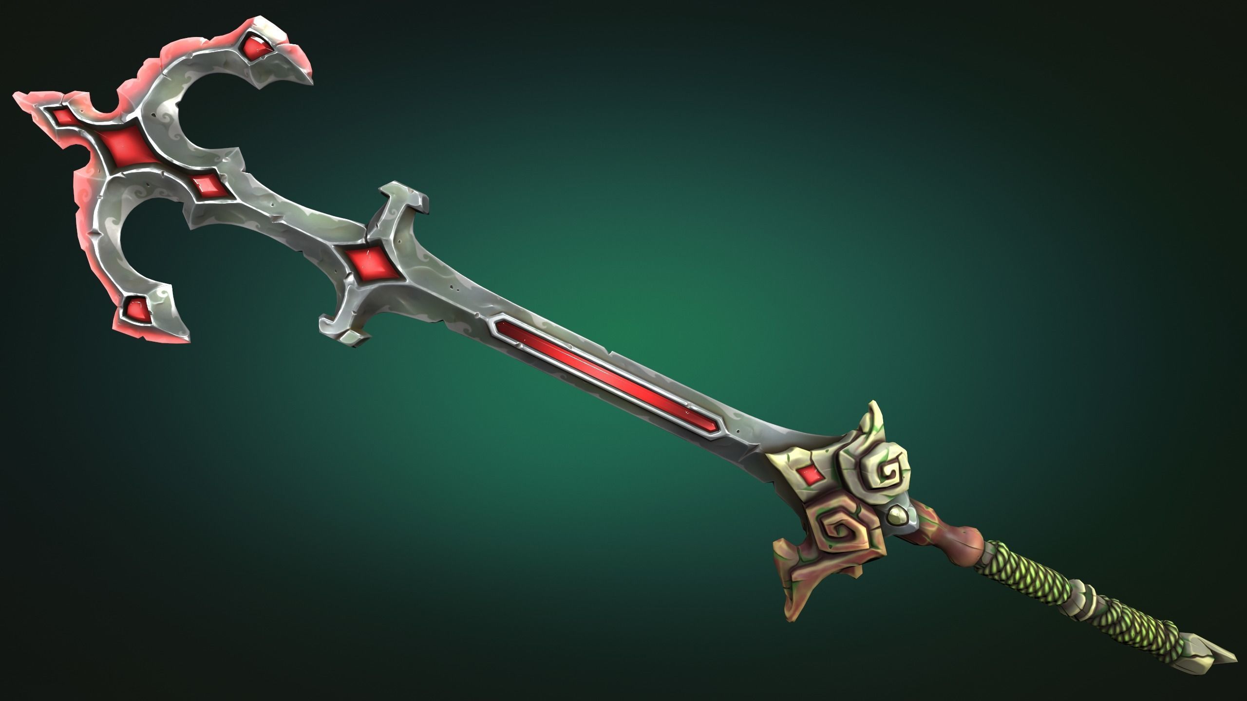Coastal two handed sword Low-poly 3D model_8