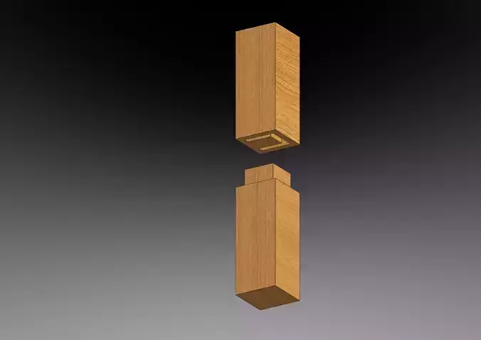 Hako Mechiire - Classical Japanese Wood Joint 3D model