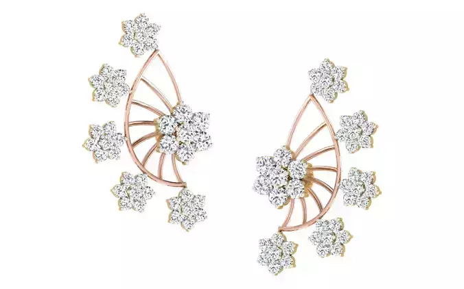 Yellow gold diamond earring-EZ ER-20