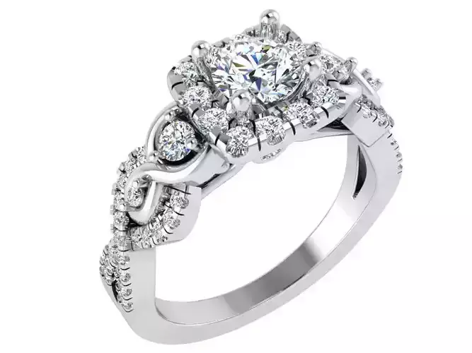 Square Halo Twisted Ring 3068