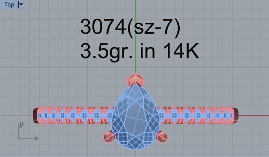 Pear Cut Ring 3074 3D print model_4