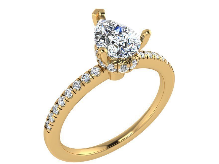 Pear Cut Ring 3074 3D print model_1