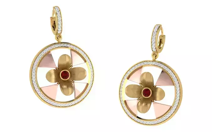 Yellow gold diamond earring-EZ ER-24