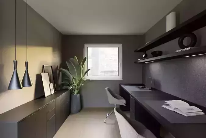Home Office for 2 with Decoration Free 3D model