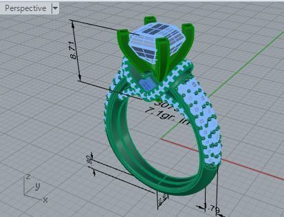 Peg Setting Emerald Diamond Ring 3079 3D print model_7