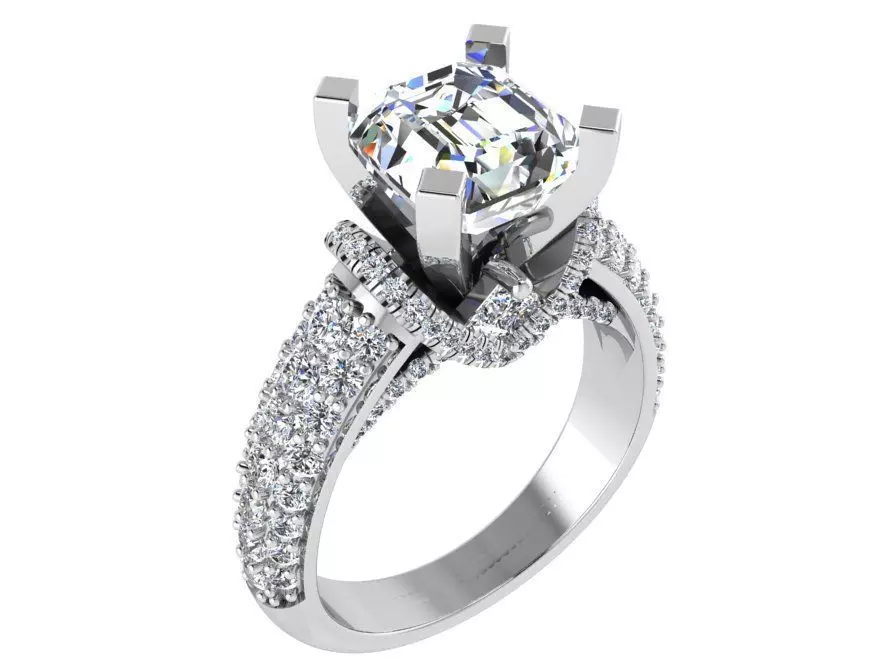 Peg Setting Emerald Diamond Ring 3079 3D print model_0