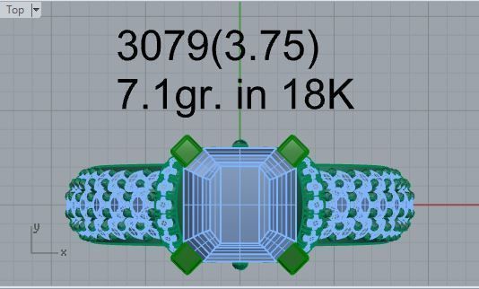 Peg Setting Emerald Diamond Ring 3079 3D print model_4