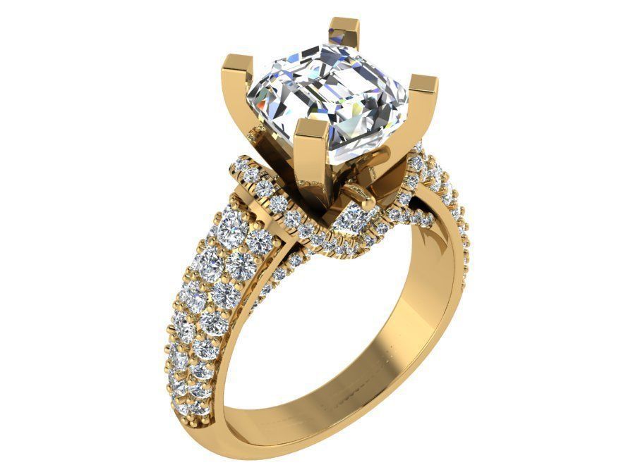 Peg Setting Emerald Diamond Ring 3079 3D print model_1