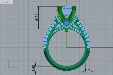 Peg Setting Emerald Diamond Ring 3079 3D print model_5
