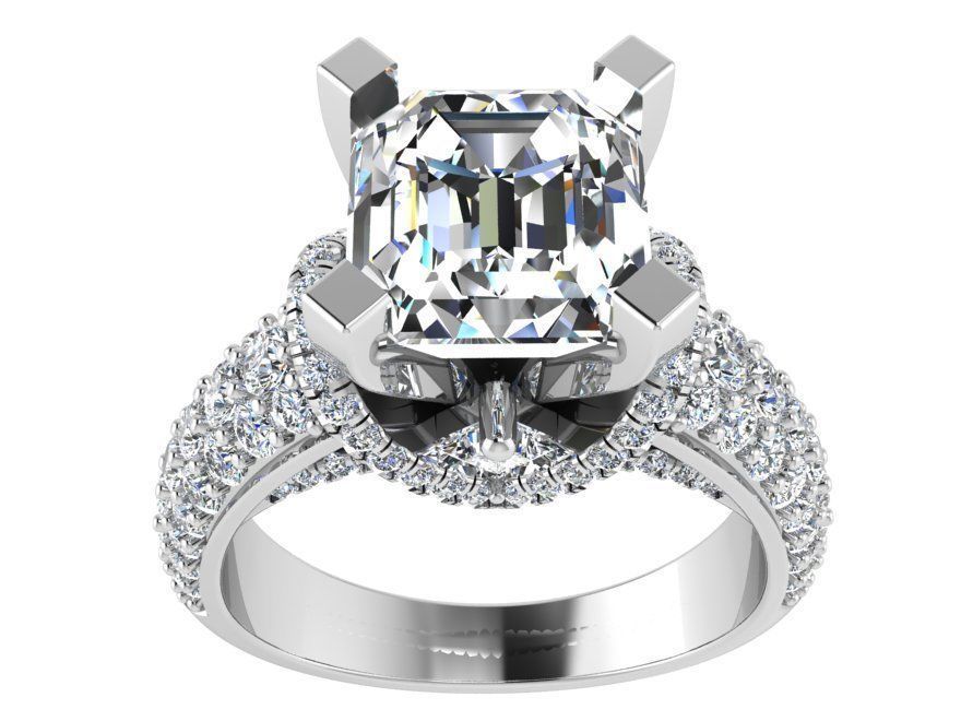 Peg Setting Emerald Diamond Ring 3079 3D print model_2