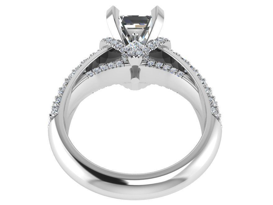 Peg Setting Emerald Diamond Ring 3079 3D print model_3