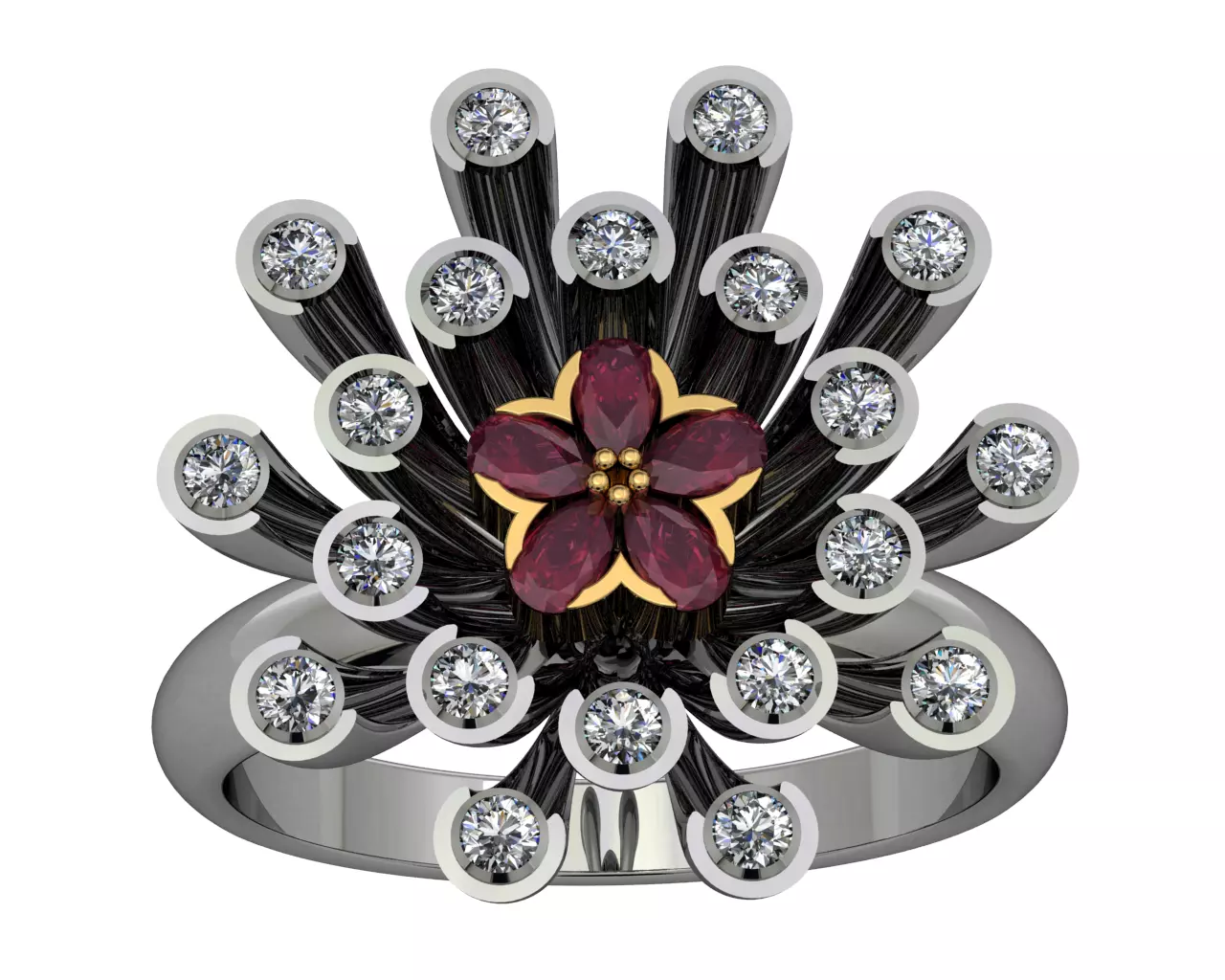 ring with pear cut stones 3D print model