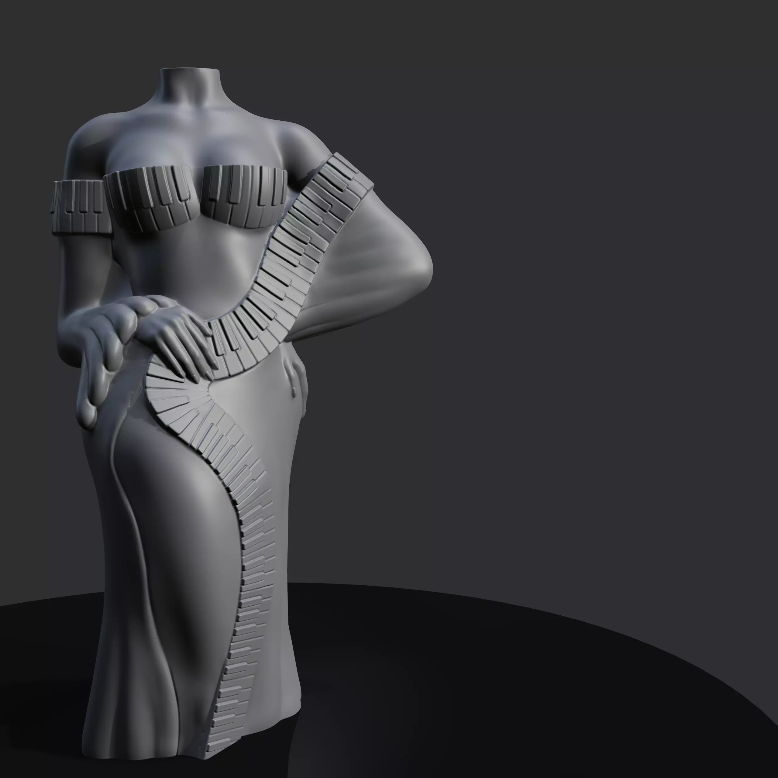 Muse piano woman miniature 3D print model