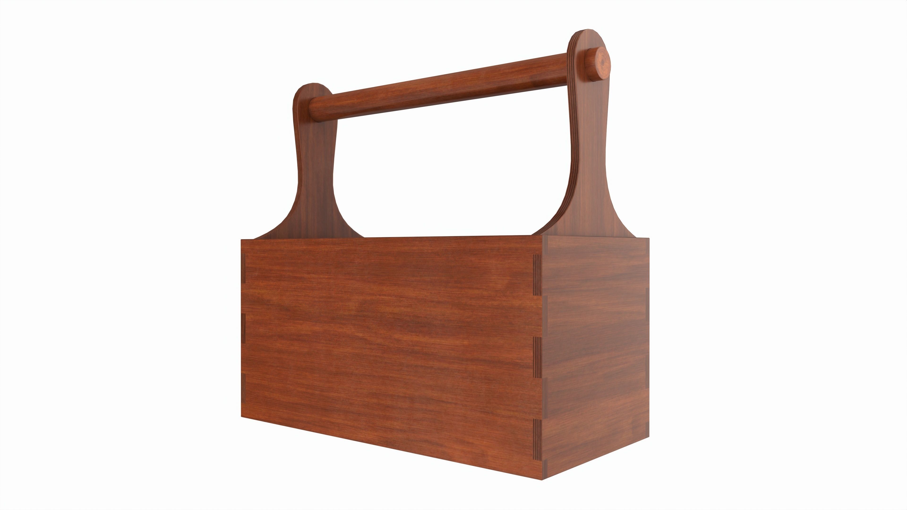 Vintage wooden portable toolbox chest 3D model_1