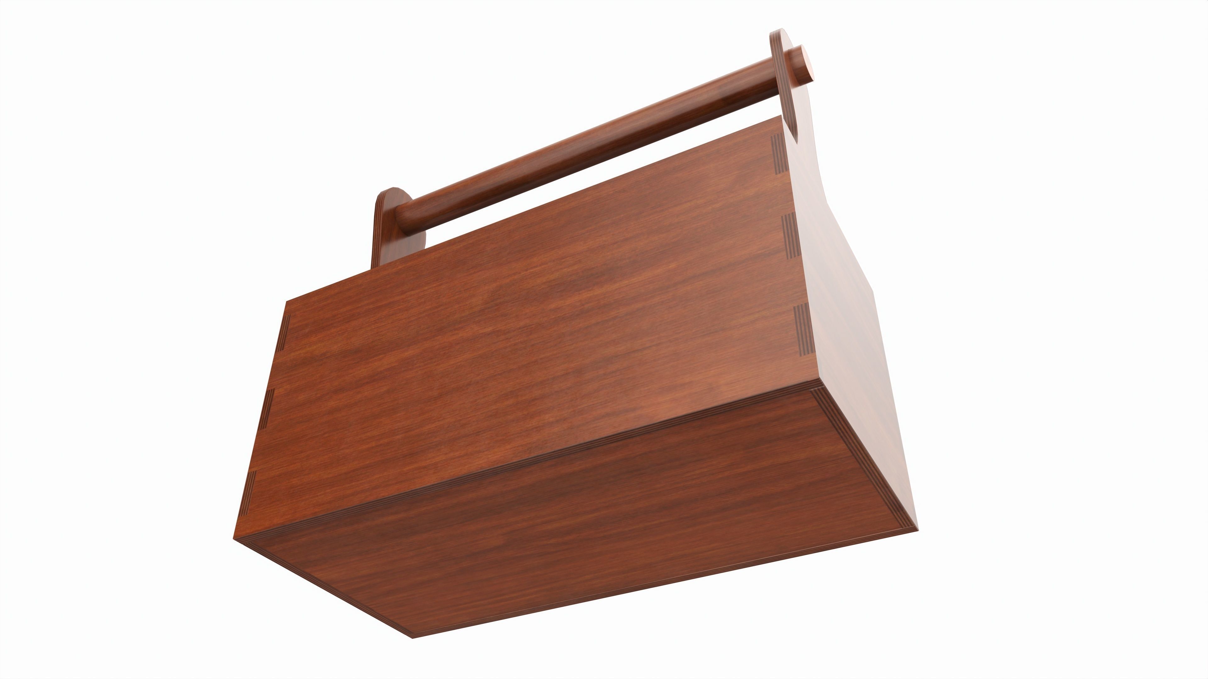 Vintage wooden portable toolbox chest 3D model_2