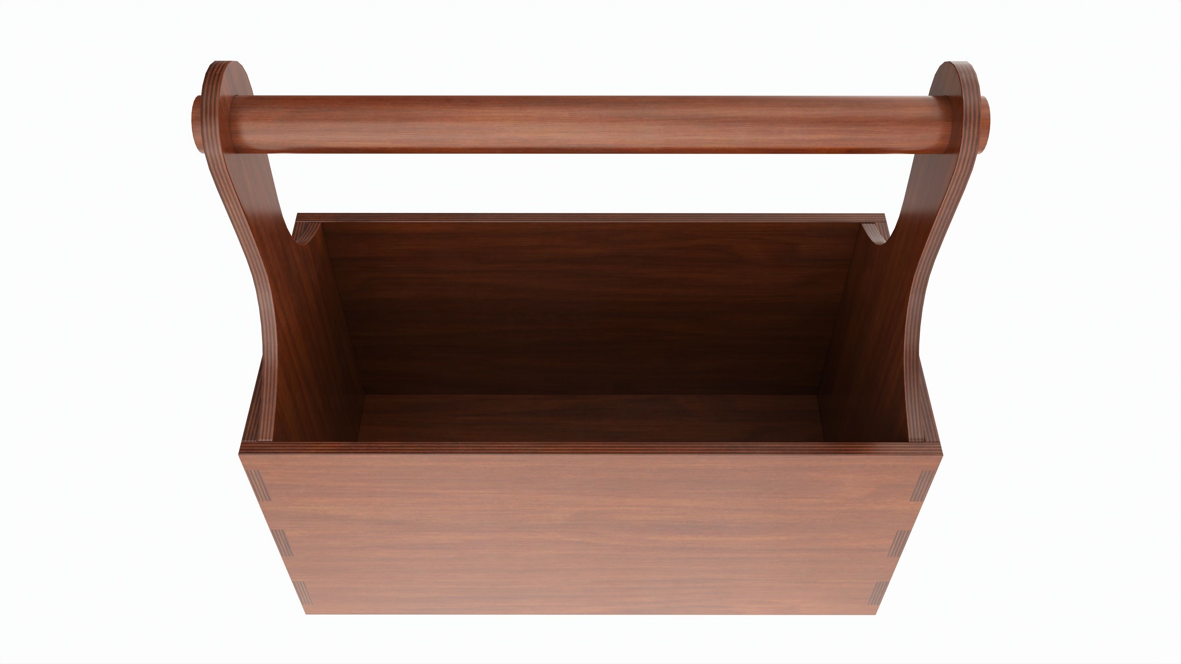 Vintage wooden portable toolbox chest 3D model_3