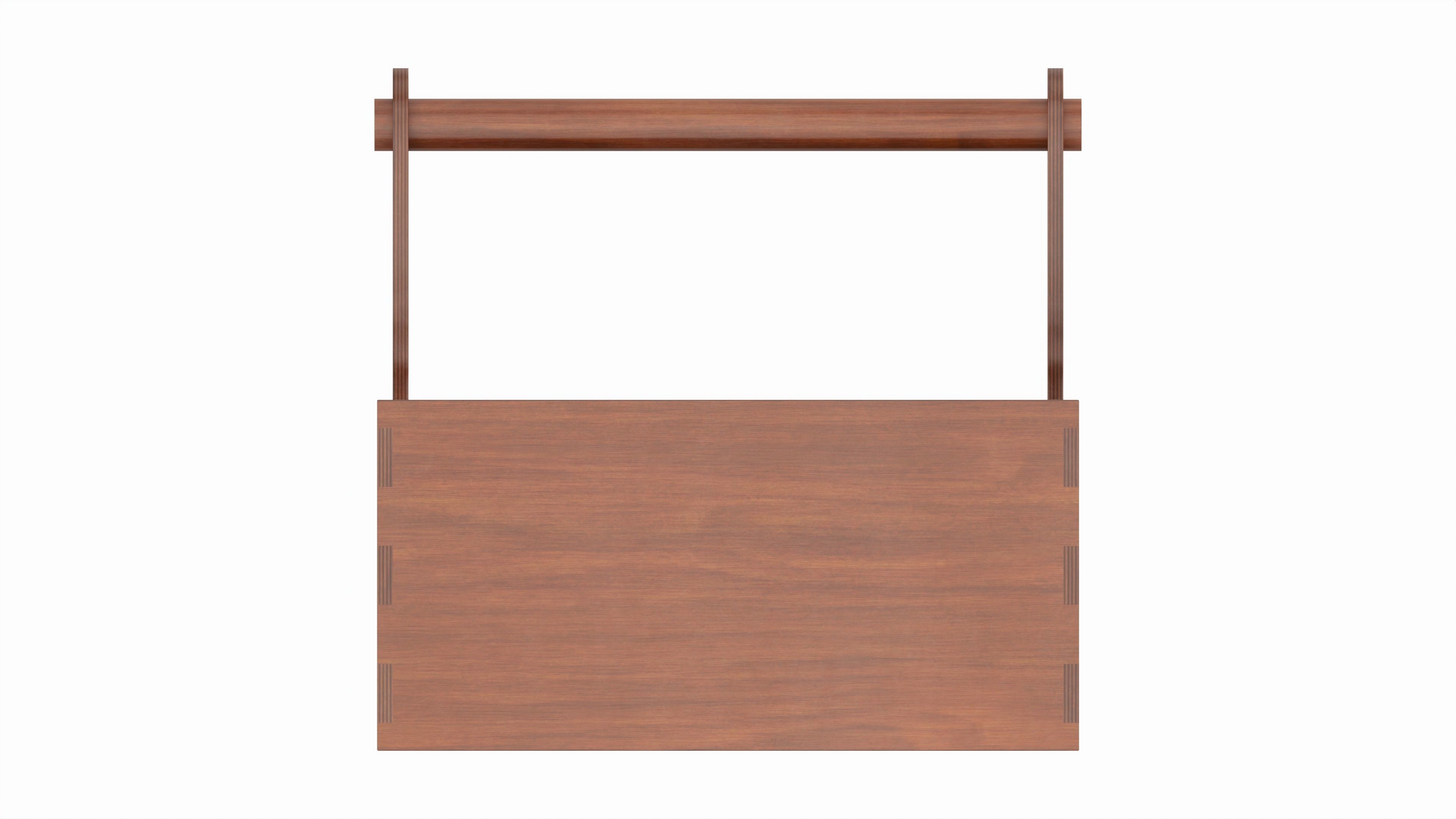 Vintage wooden portable toolbox chest 3D model_4