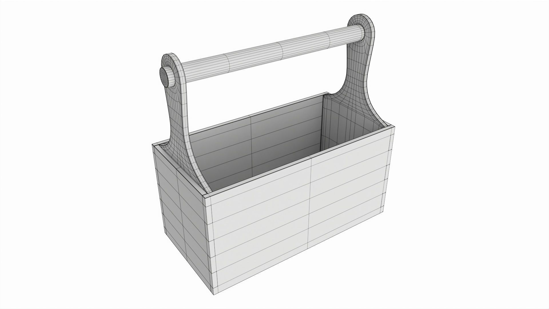 Vintage wooden portable toolbox chest 3D model_6