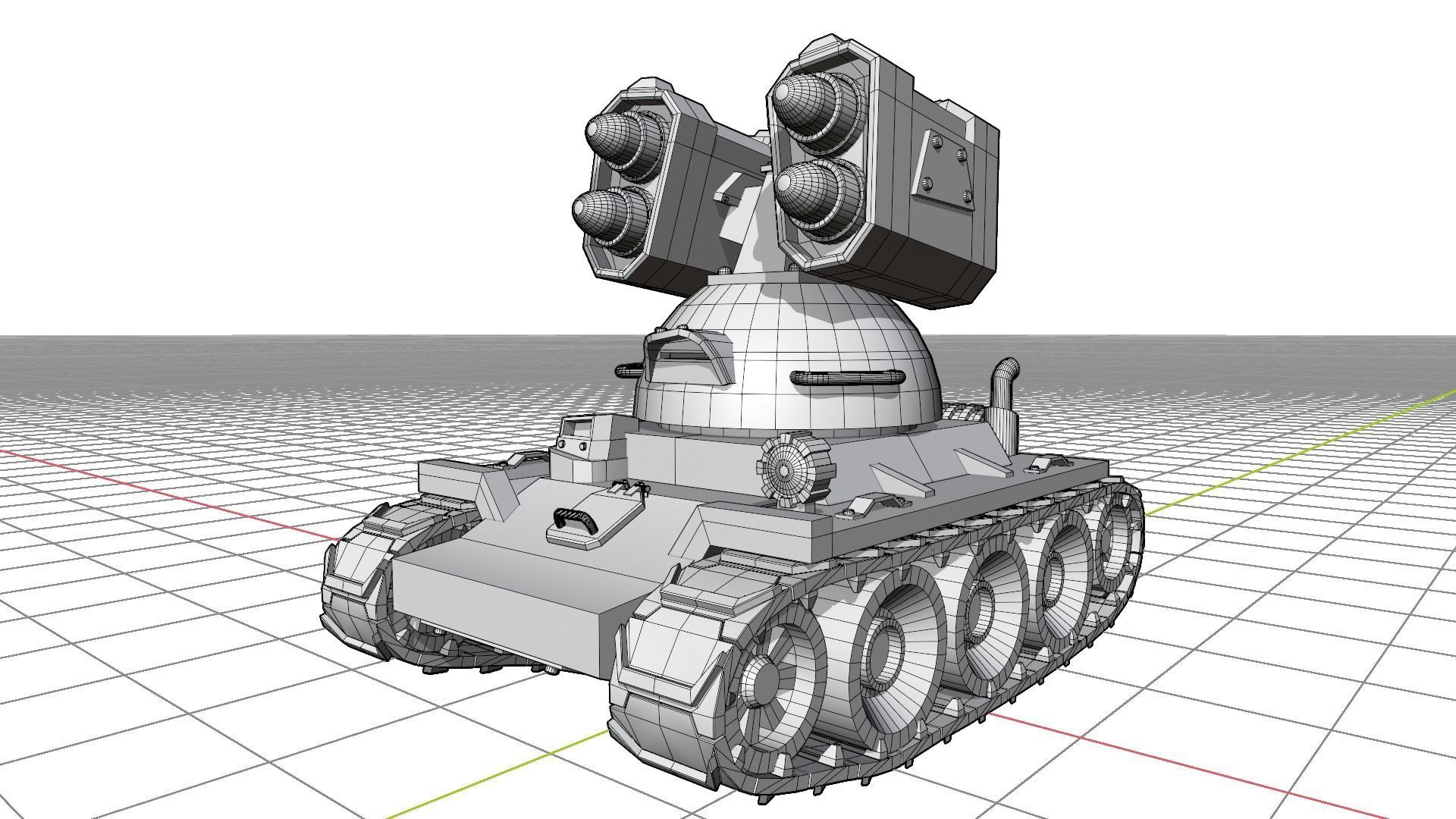 Low-poly 3D model of an anti-aircraft gun Low-poly 3D model_7