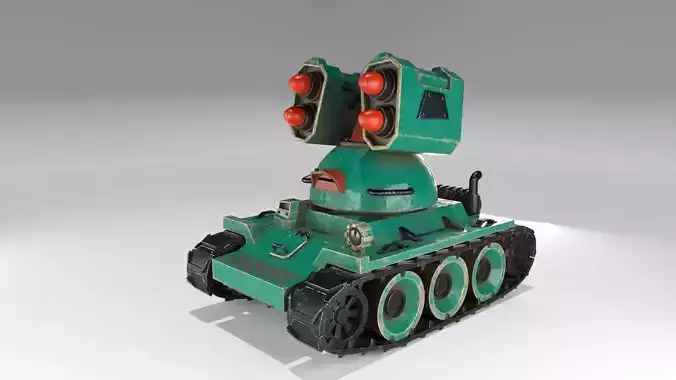 Low-poly 3D model of an anti-aircraft gun