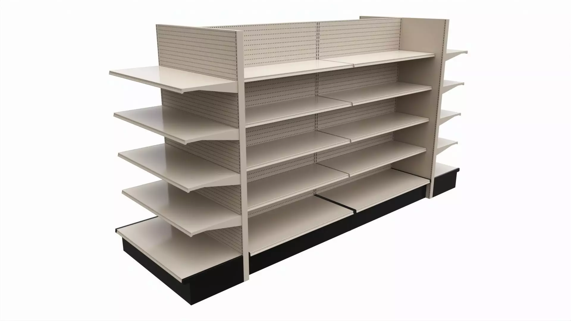 Store Shelving Double Sided Unit With End Cap Unit 3D model_0
