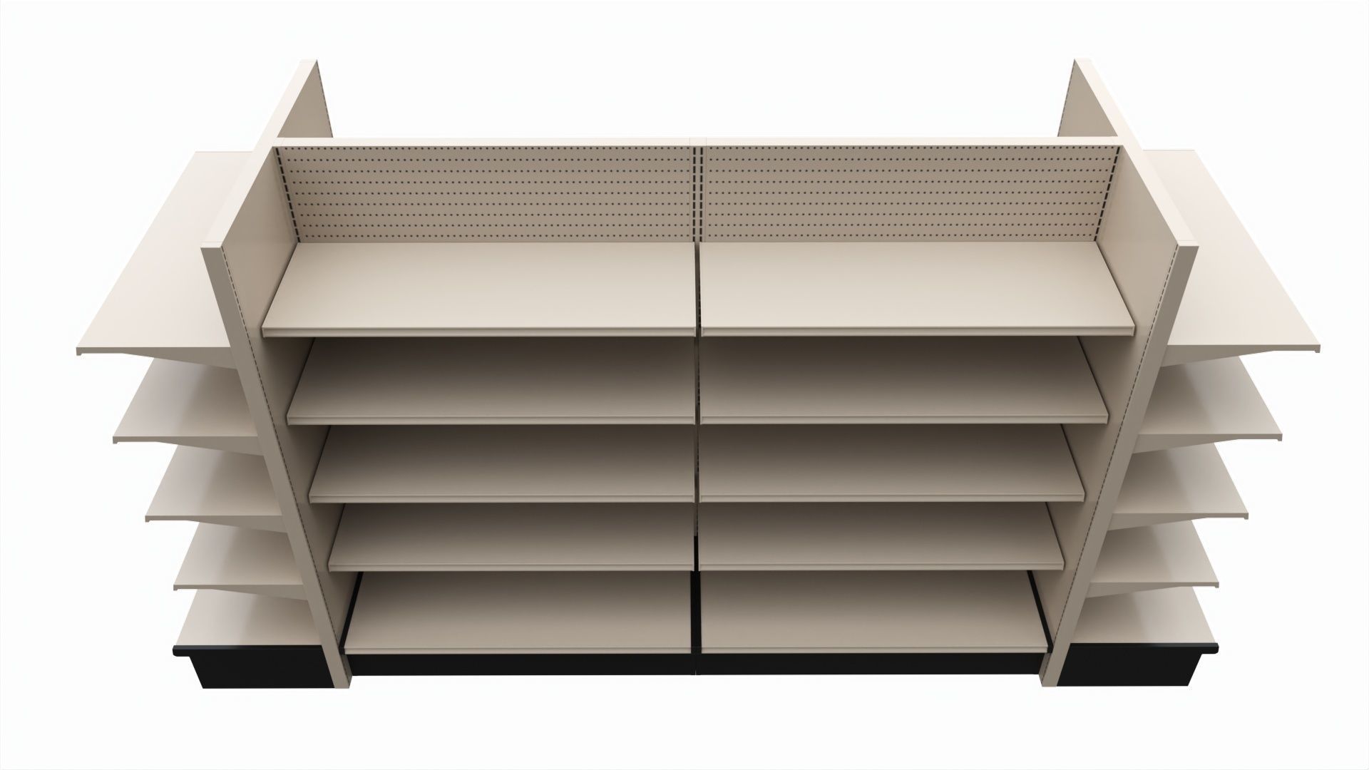 Store Shelving Double Sided Unit With End Cap Unit 3D model_1