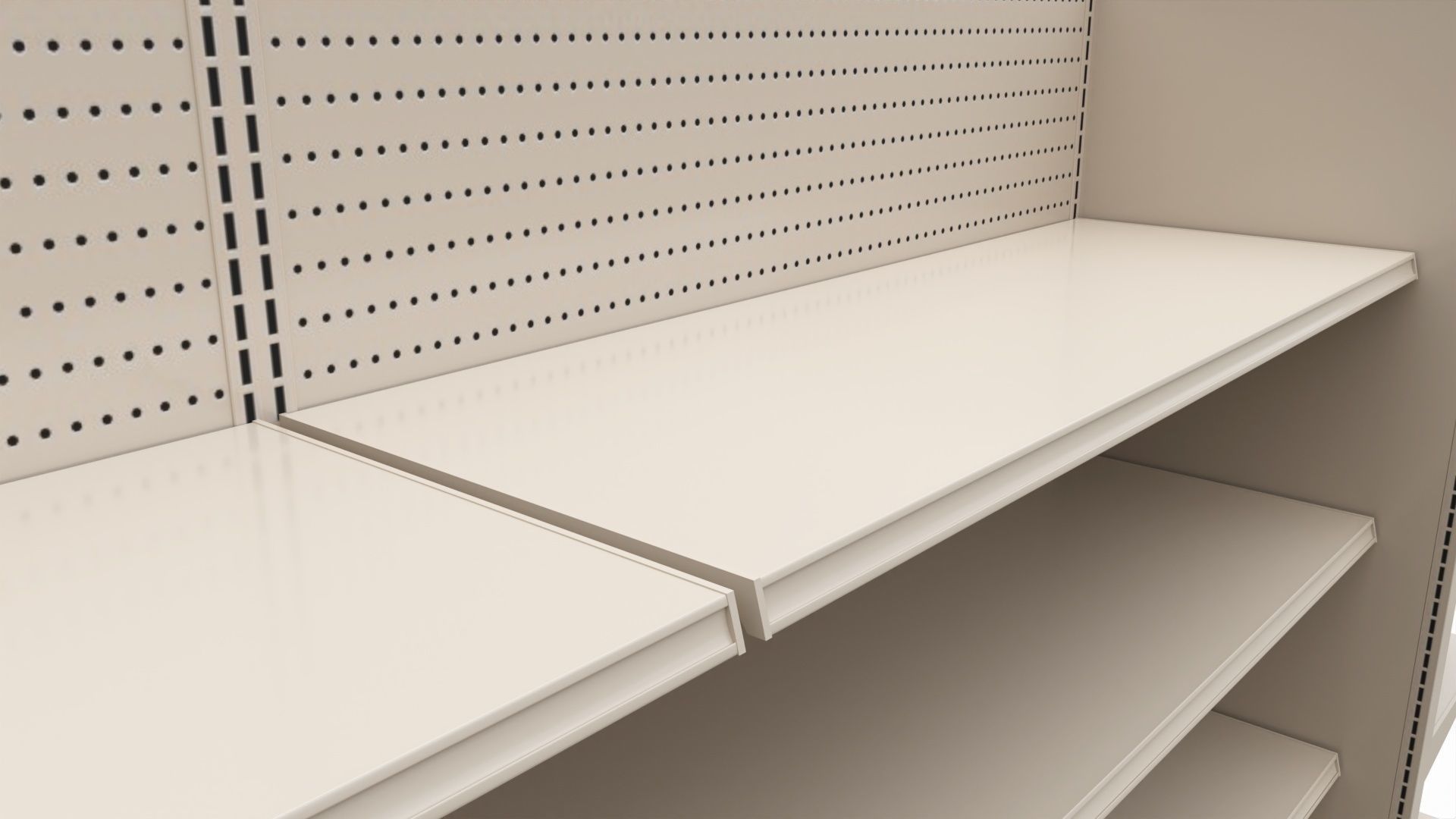 Store Shelving Double Sided Unit With End Cap Unit 3D model_2