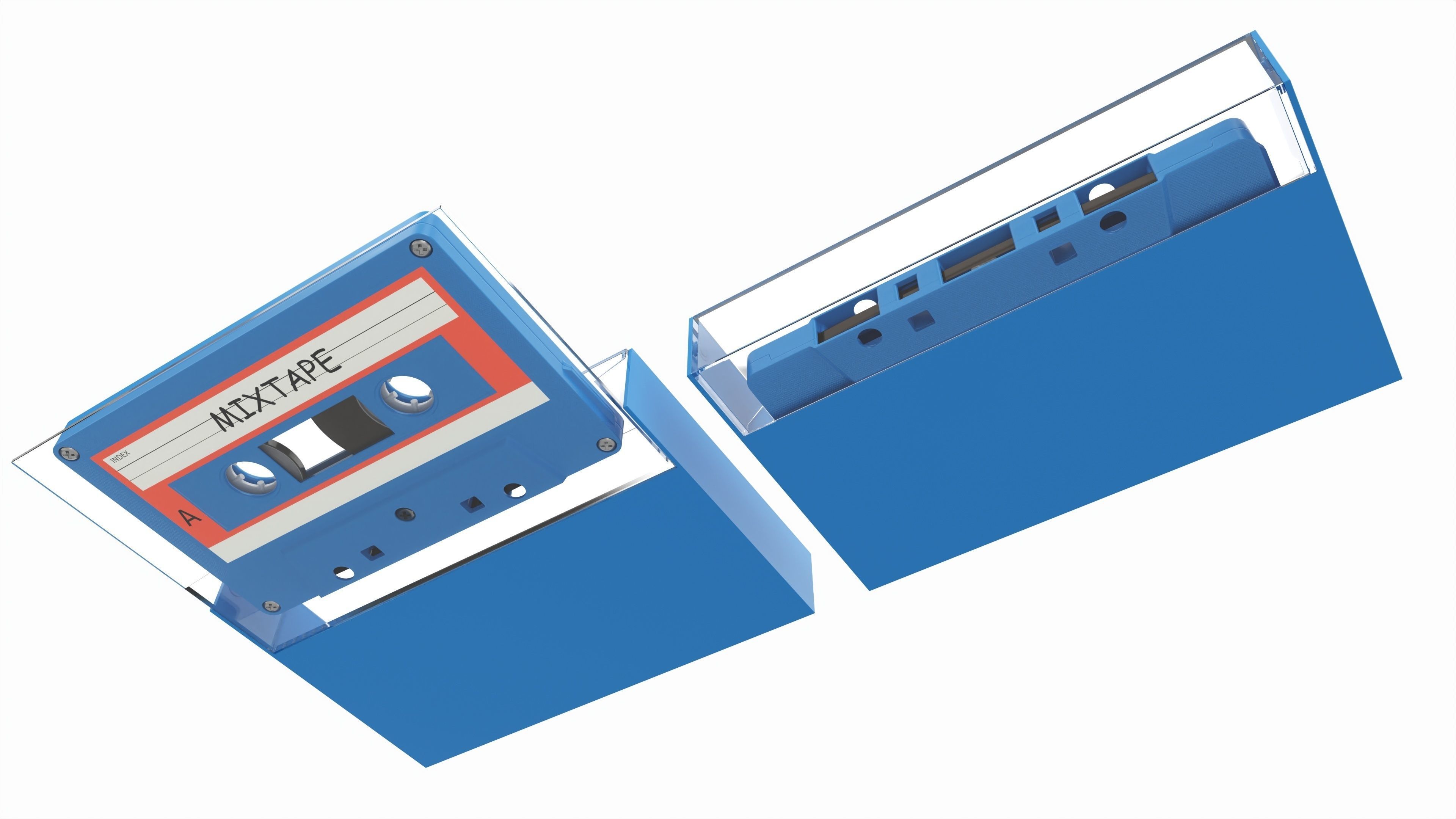 Audio cassette with cover 02 3D model_3